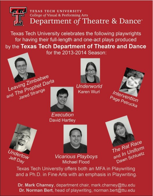 The Great Team of Texas Tech Playwrights in Our Very Own Dramatist Magazine Ad